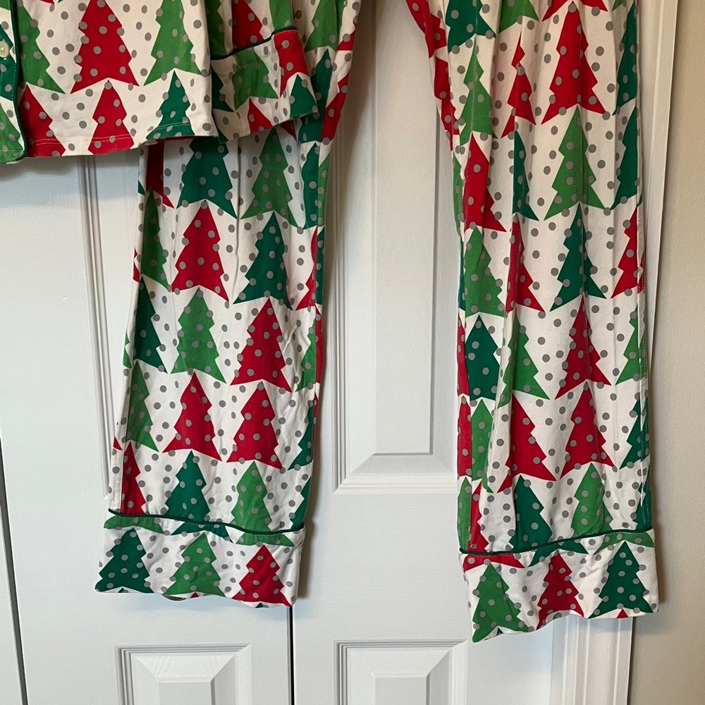 J. Crew Red and Green Tree Print Pajamas - Picture 7 of 11